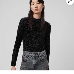 All Saints Women's Velvet Elia Devore Bodysuit- Small